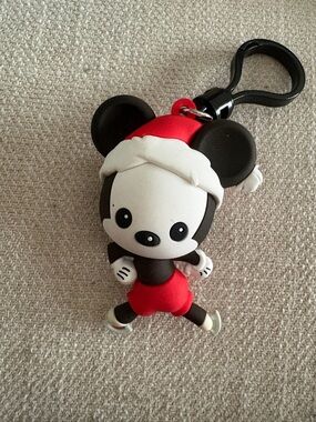 Figural Bag Clip Holiday Mickey Mouse Keychain Clip - Red and Black